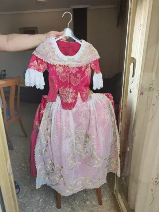 Traje Fallera Niña Rosa y Rojo
