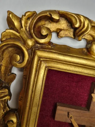 Crocifisso Antico Barocco Cornice Dorata