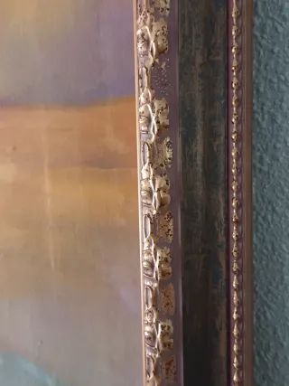 Cuadro pintado a mano con marco dorado