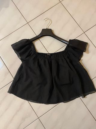 Maglietta corta nera ampia