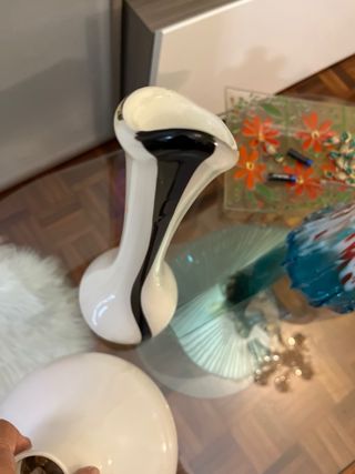 2 vasi in vetro Murano bianchi e neri