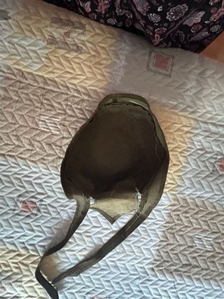 Gorro verde militar, piel 