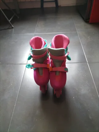 Patines en línea rosas y turquesa talla 31/34