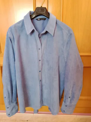 Camisa de pana Zara XXL azul
