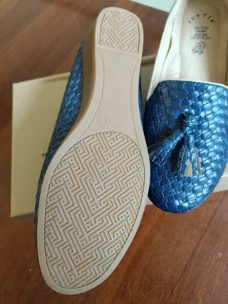 Zapatos tacon tejidos azul Justin