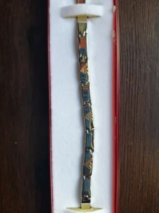 Pulsera Acero Grabada Oro y Plata