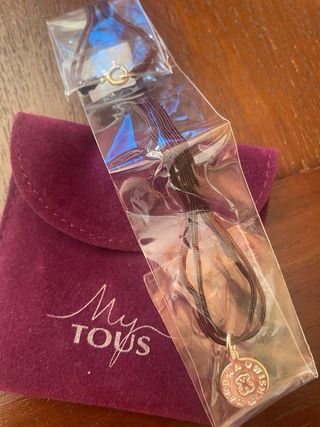 Colgante Original Tous Oso Cordón Marrón y Plata