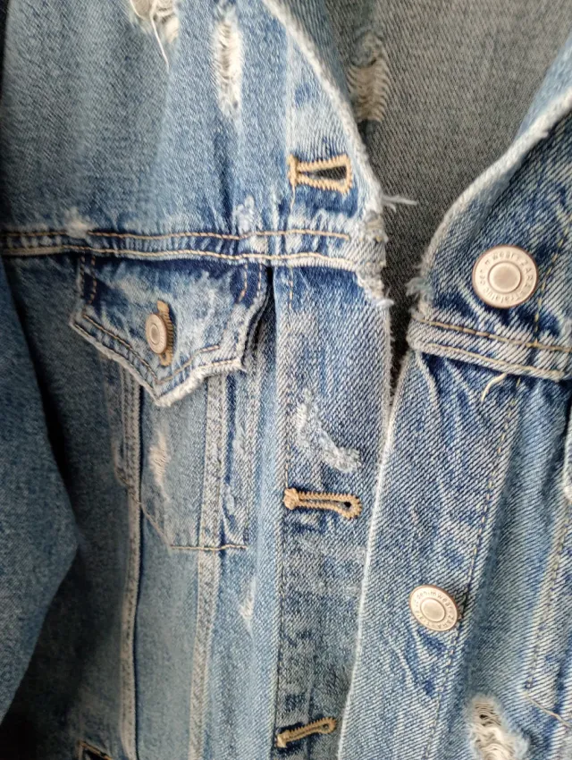 Cazadora vaquera larga desgastada Largo-65,Sisa-50