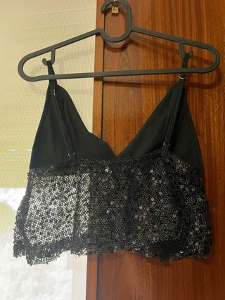 Top lentejuelas negro