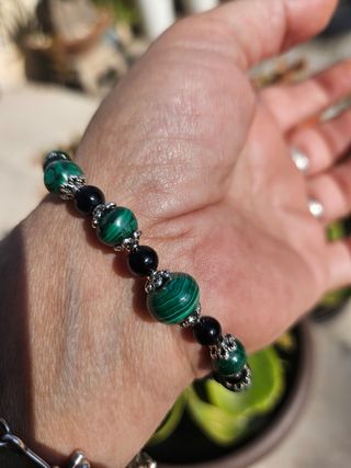 Bracciale Malachite Pietre Verdi e Nere