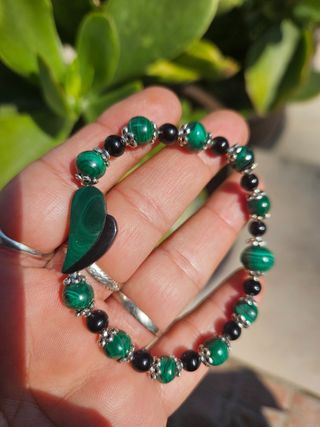 Bracciale Malachite Pietre Verdi e Nere