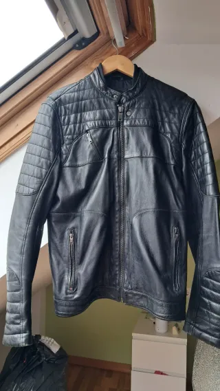 Cazadora Piel Hombre Negra