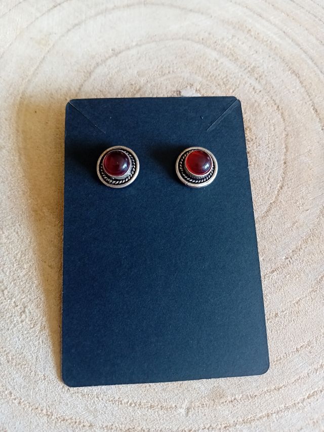 Orecchini lobo argento quarzo granato