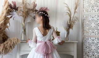 Vestido de Comunión Blanco y Rosa