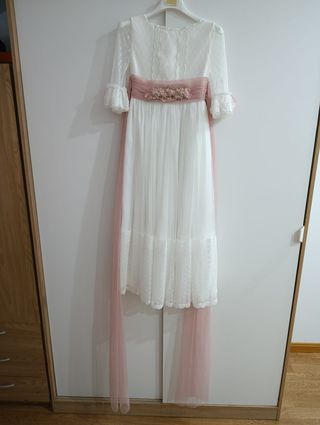 Vestido de Comunión Blanco y Rosa