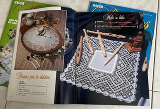 3 revistas de encajes de bolillos antiguas.