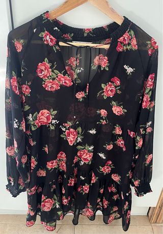 Blusón/Vestido Gasa Stradivarius Flores