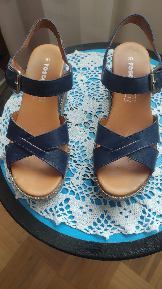Sandalias Fosco plataforma azul talla 37