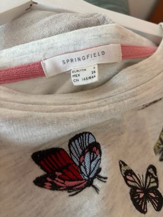 Sudadera Springfield Mariposas Mujer Gris