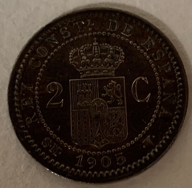 Lote 5 Monedas 2 Ctm. GOB. PROV. Y ALFONSO XIII