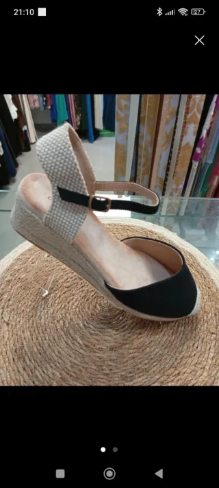 Zapatillas esparto cuña negro