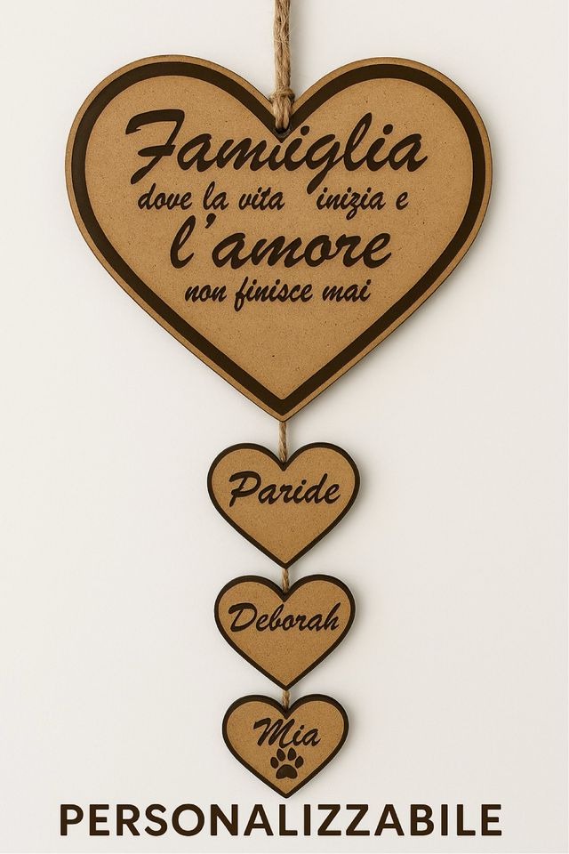 Decorazione cuore Famiglia personalizzabile