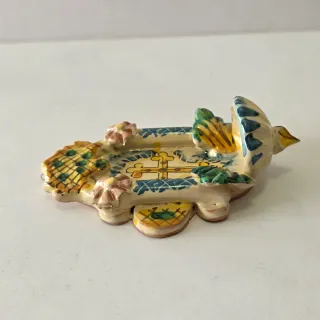 Piccola acquasantiera ceramica smaltata con croce