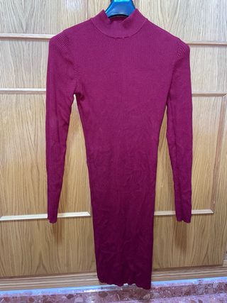 Vestido de punto burdeos talla L