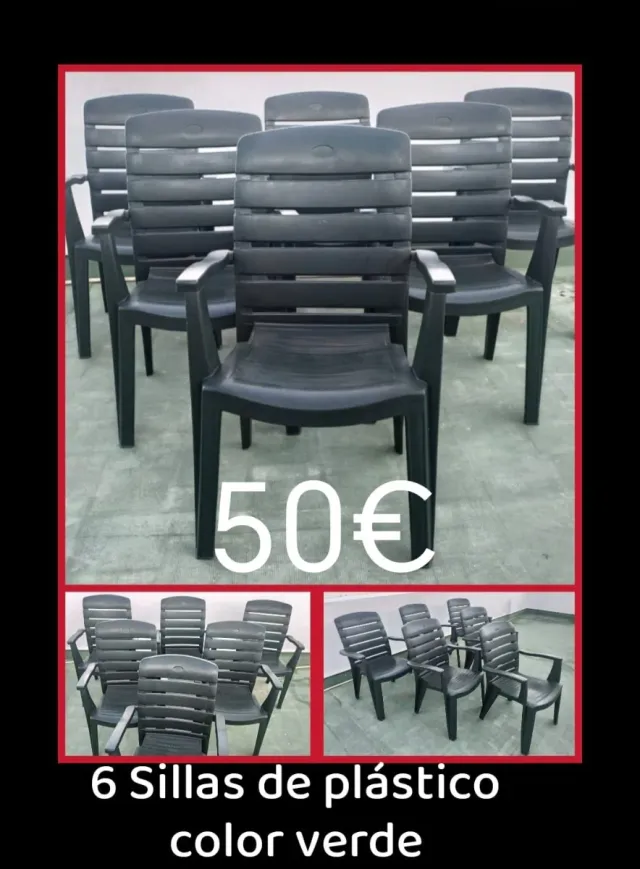 6 Sillas de Plástico Verdes
