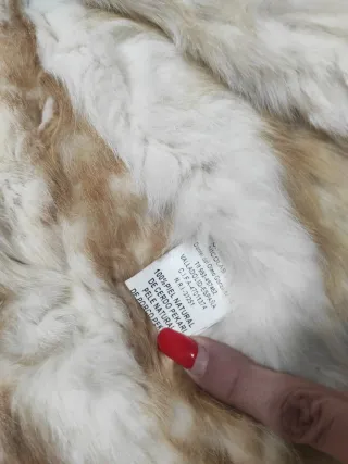 Chaquetón piel mujer beige y marrón