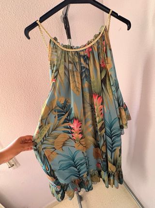 Vestido estampado tropical talla única