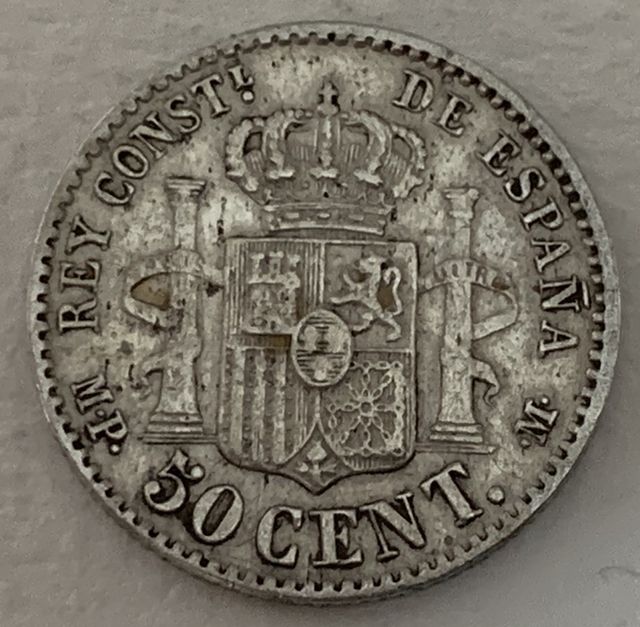 Moneda Alfonso XIII 50 Cts 1889 Plata