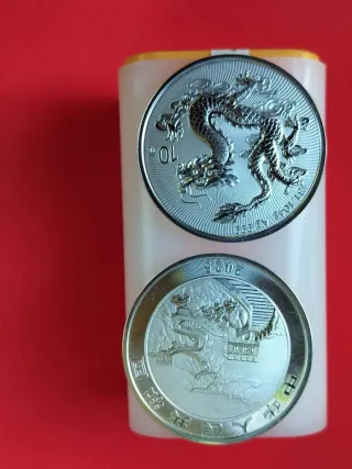 Tubo 20 Monedas Plata 1onza Dragón China 2025