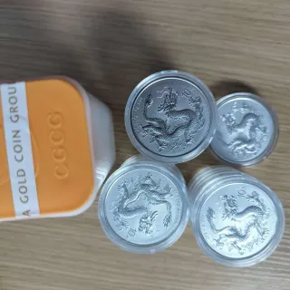 Tubo 20 Monedas Plata 1onza Dragón China 2025