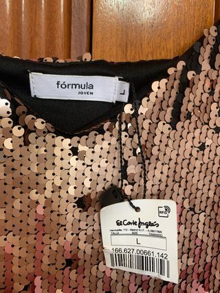 Vestido lentejuelas dorado y rosa