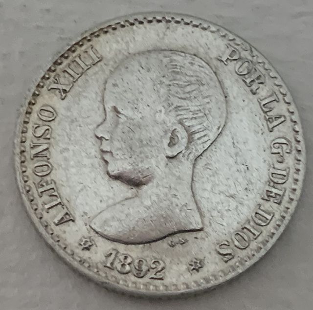 Moneda de 50 CTMS. de Alfonso XIII 1892 Plata