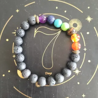 Pulsera 7 Chakras Piedra Volcánica