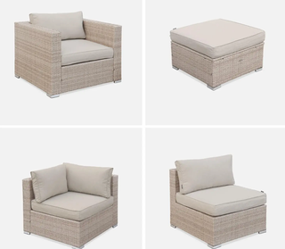 Set divano e poltrona da giardino a 5 posti.