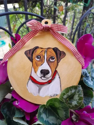 Pallina di legno dipinta a mano cane