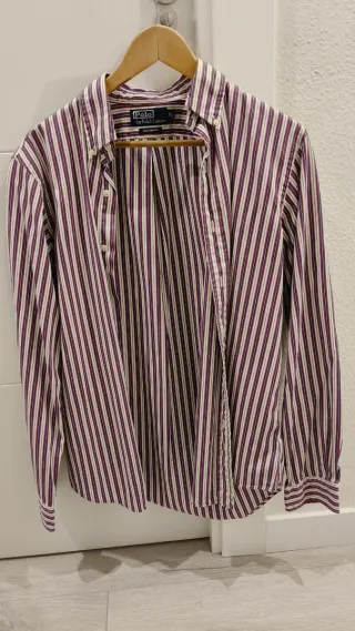 Camisa Polo Ralph Lauren Rayas Morado Blanco