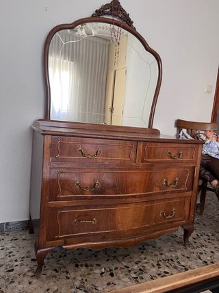 Cama vintage madera maciza con cabecero