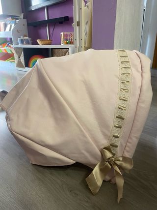 Saco y capota para cochecito rosa