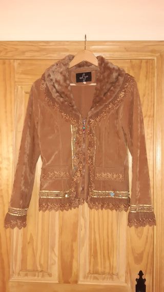 Chaqueta vintage fantasía marrón y oro