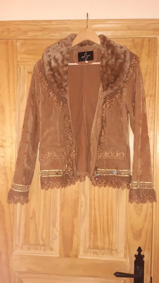 Chaqueta vintage fantasía marrón y oro