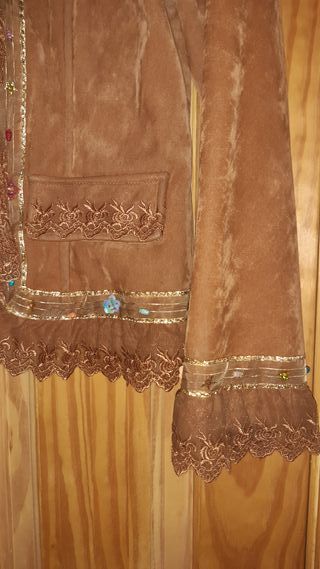 Chaqueta vintage fantasía marrón y oro