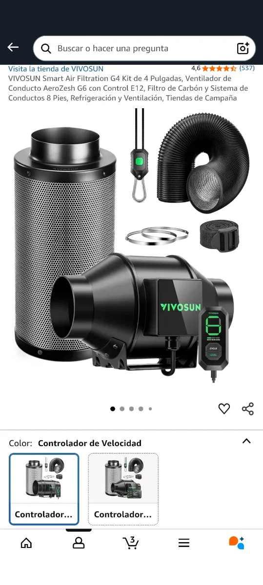 Extractor + Filtro Vivosun AeroZesh G4 100mm