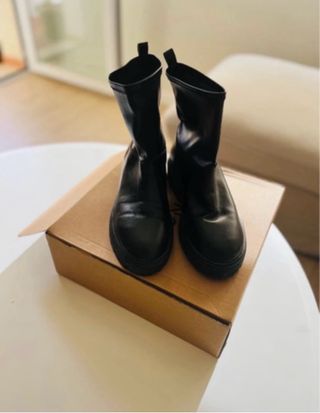 Botas Mango Piel Negras Talla 39