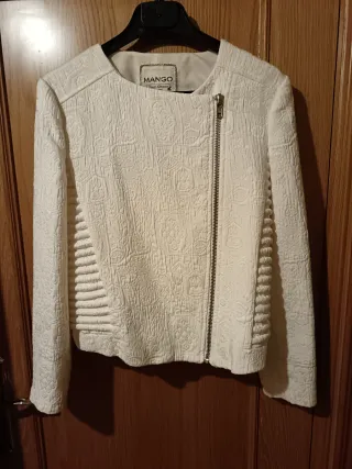 Chaqueta Mango Blanca Texturizada