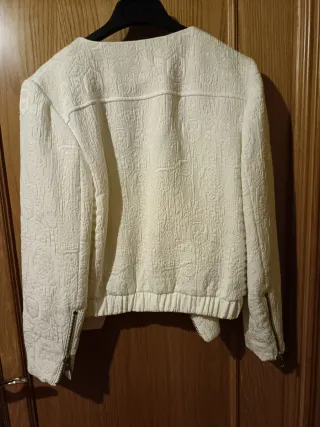 Chaqueta Mango Blanca Texturizada