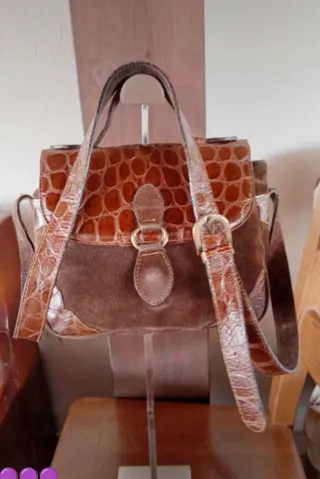 Borsa Vintage Pelle e Camoscio Marrone